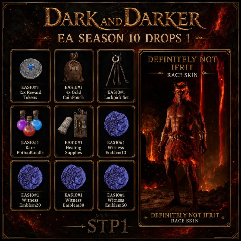 Dark and Darker 266/266 EA Season 10 Drops 1+2 Mystic Campfire, Not Ifrit Skin