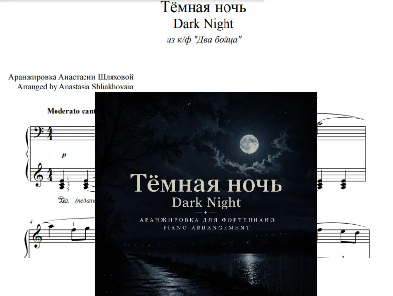 Тёмная ночь (из к/ф "Два бойца") – аранжировка для фортепиано