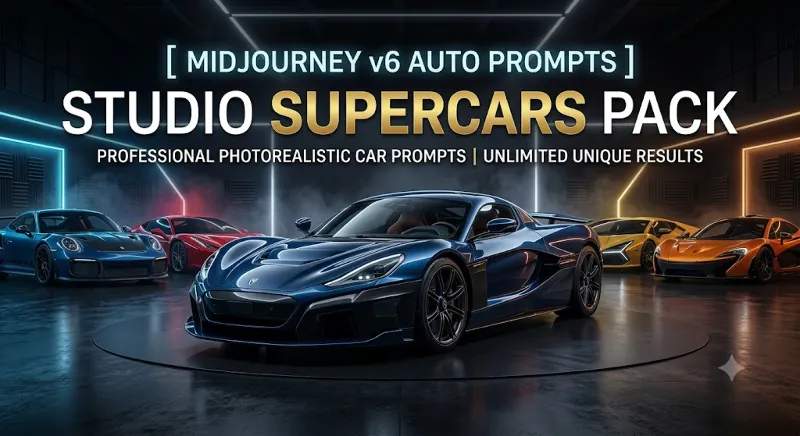 Midjourney v6: Короткие Промпты [Auto] — Студийные Суперкары