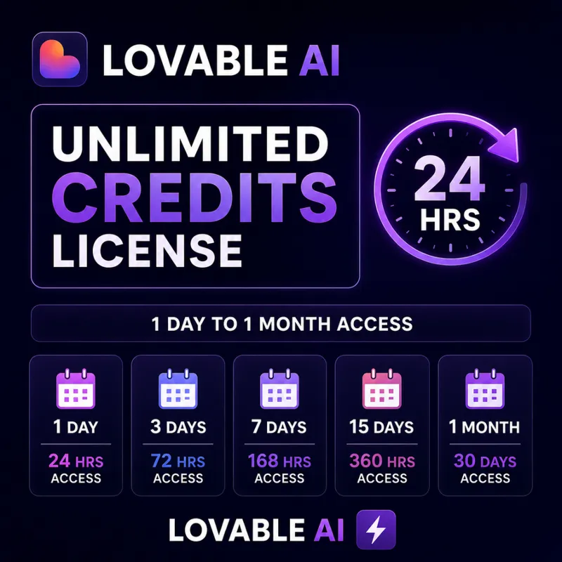 Лицензия Lovable AI на неограниченное количество кредитов | Доступ с 1 дня до 1 ме