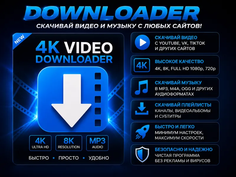 4K Video Downloader 2026 | Скачать видео и музыку | Автовыдача