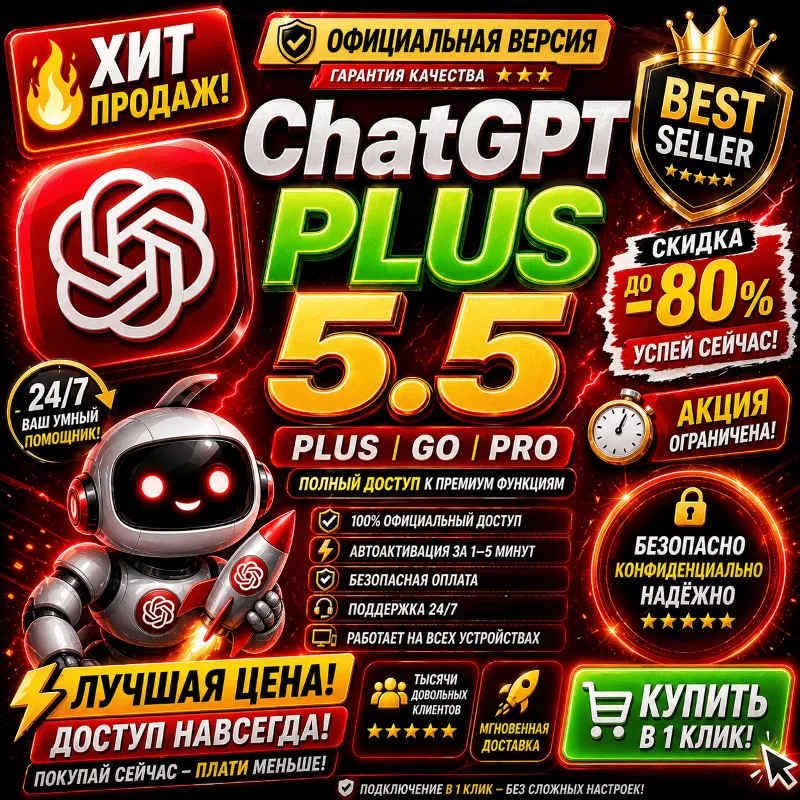 [24/7] ChatGPT 5.5 PLUS + Codex | PRO 5X / 20X | Business | ПОДПИСКА / ПРОДЛЕНИЕ