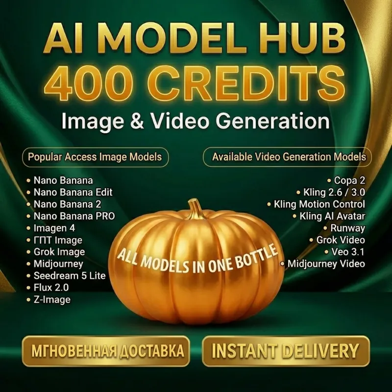 Renderis Studio — 400 Кредитов Nano Banana | Grok | Seedream | Veo | Kling | Sora