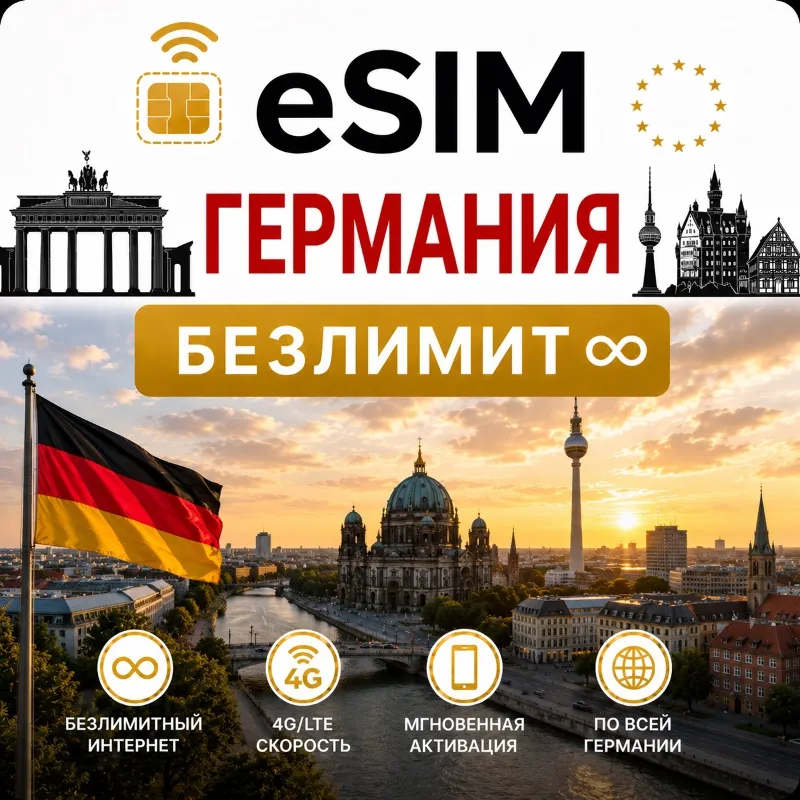 eSim Германия Сим-карта с БЕЗЛИМИТОМ