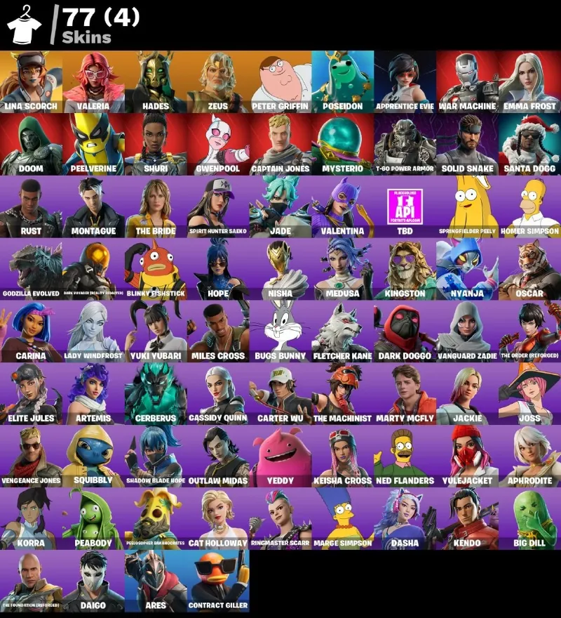 Мгновенный доступ • FN (все платформы) • 77 skins • Lina Scorch • Полный доступ