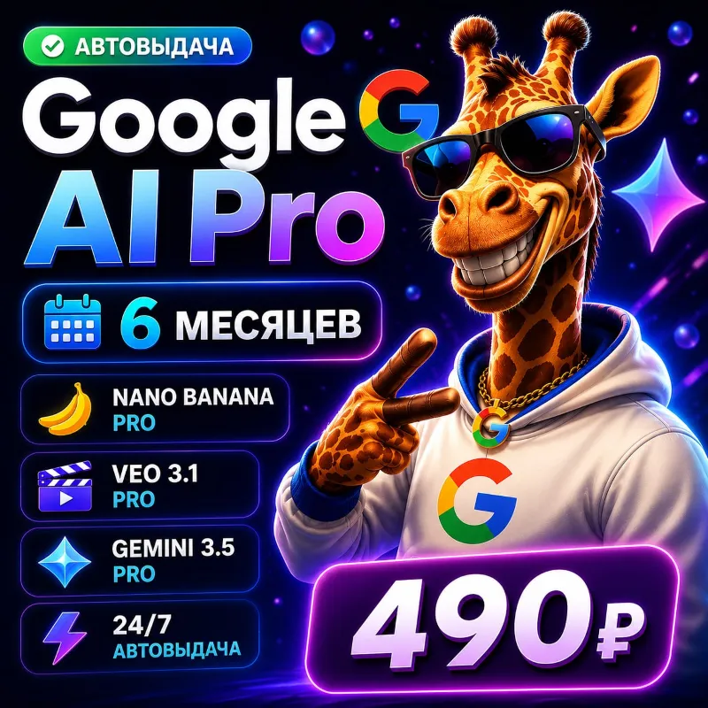 Google AI Pro 6 Месяцев на ваш Аккаунт | Мгновенно 24/7 | Gemini 3.1, Veo 3.1, 5 TB