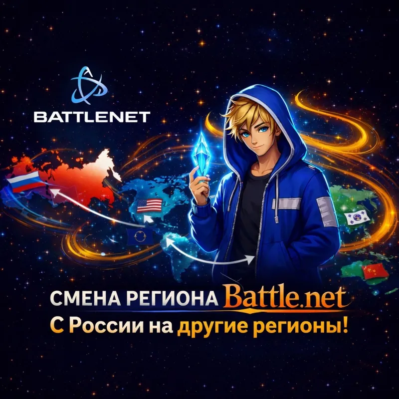 Смена Региона Battle.net / РФ на Любой / Без откатов‼ / выполнение до 1ч.