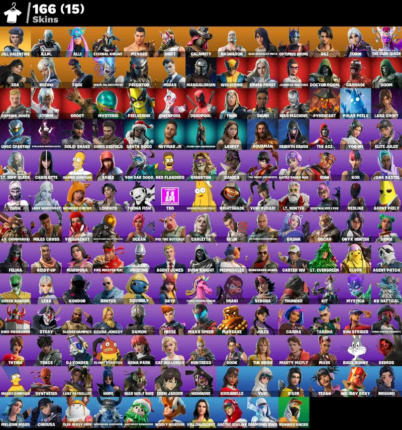 Мгновенный доступ • FN (все платформы) • 166 skins • 2050 VB • Полный доступ