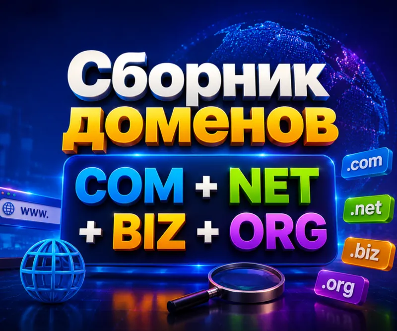 Сборник доменов COM + NET + BIZ + ORG 2026 ( Август )
