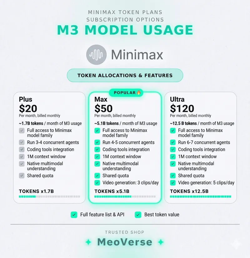MINIMAX API AGENT PLAN STARTER/PLUS/MAX 1 month FAST, SECURE and WARRANTY