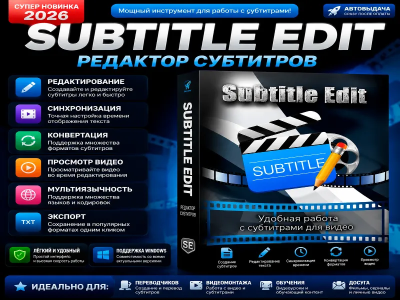 Subtitle Edit 5.1 | Редактор субтитров | Portable | Автовыдача
