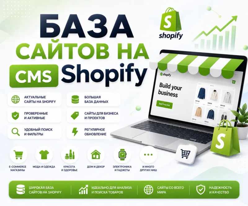 Базa сайтов на CMS Shopify 2026 ( Август )