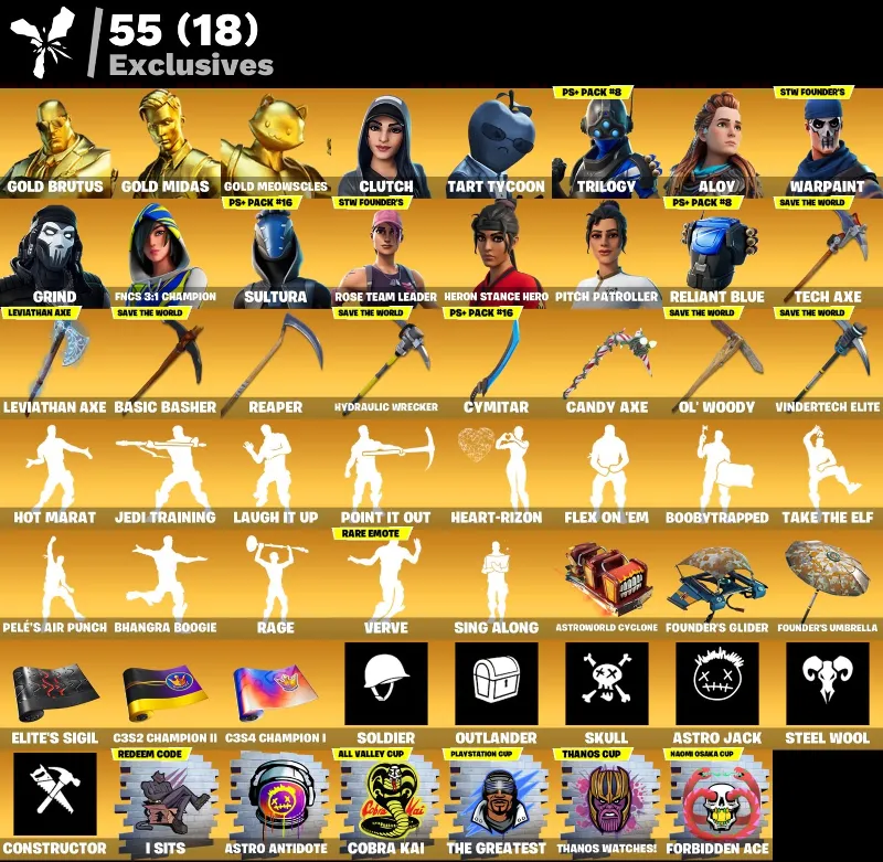Мгновенный доступ • FN (все платформы) • 302 skins • OG STW • 1450 VB• Полный доступ